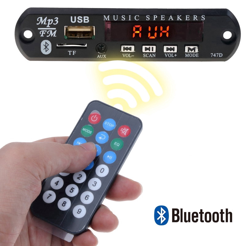 Máy nghe nhạc Mp3 Radio WMA kết nối Bluetooth hỗ trợ USB TF FM AUX 5-12V