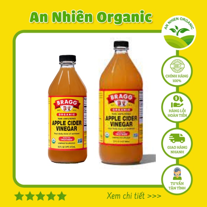 Dấm Táo Hữu Cơ Bragg - Có Dấm Cái - Date 2027