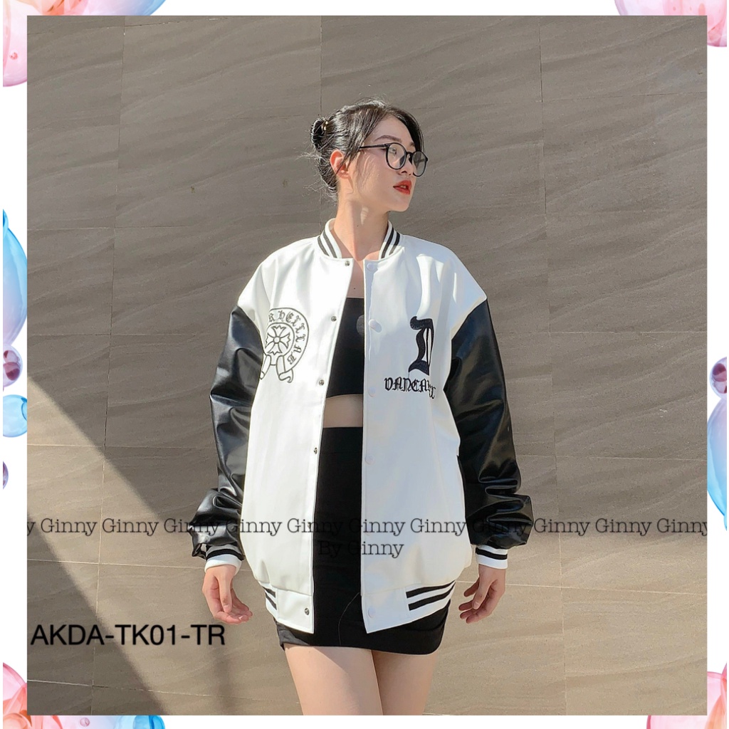 Áo khoác Da Varsity D AKDA-TK01 unisex dày dặn | Siêu đẹp mới ra lò | Siêu cool ngầu