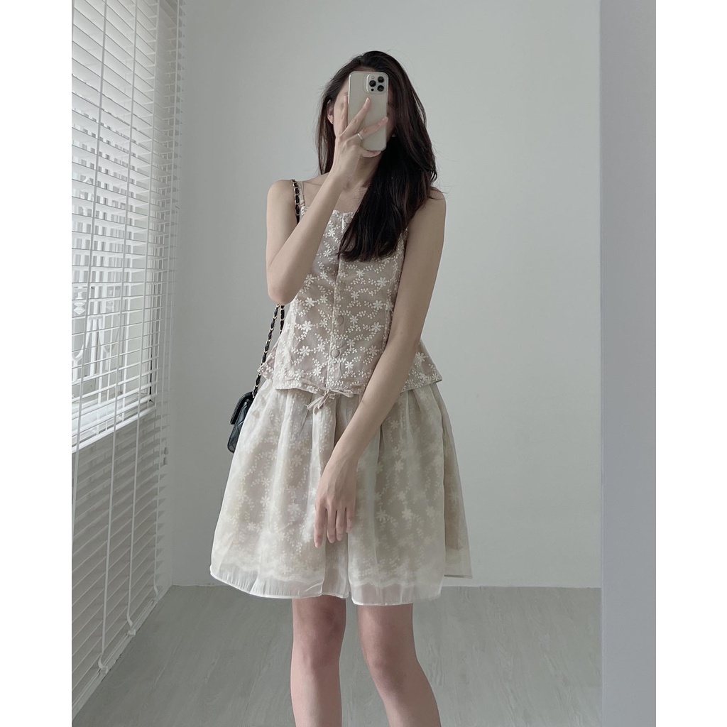 S891 Set áo 2s mix chân váy voan xòe Audrey