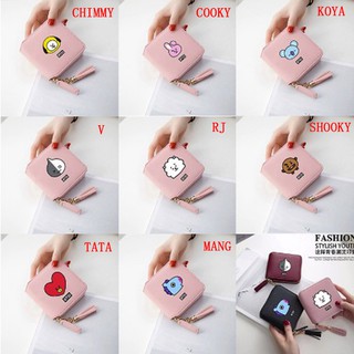 Short wallet with zipper, printed with cute BTS group mascots