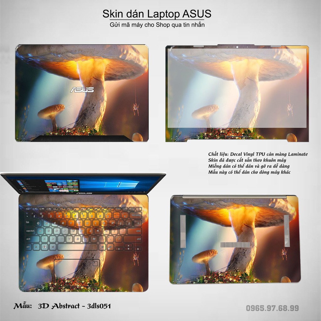 Skin dán Laptop Asus in hình 3Ds (inbox mã máy cho Shop)