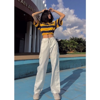 [ ẢNH THẬT ĐỘC QUYỀN REPLEI1986] Áo croptop sọc, dây rút eo