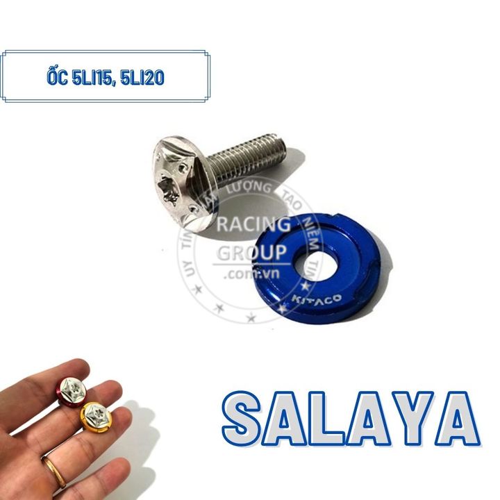 Ốc Salaya inox 5li15, 5li20 đầu dù gắn các vị trí tương thích trên xe máy