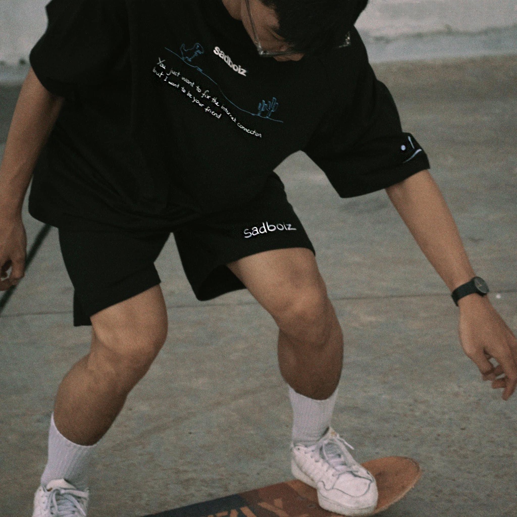Áo thun sad boiz SADDINO v2 logo dập nổi nam nữ áo sadboiz SADDINO khủng long full tag - Gin Store