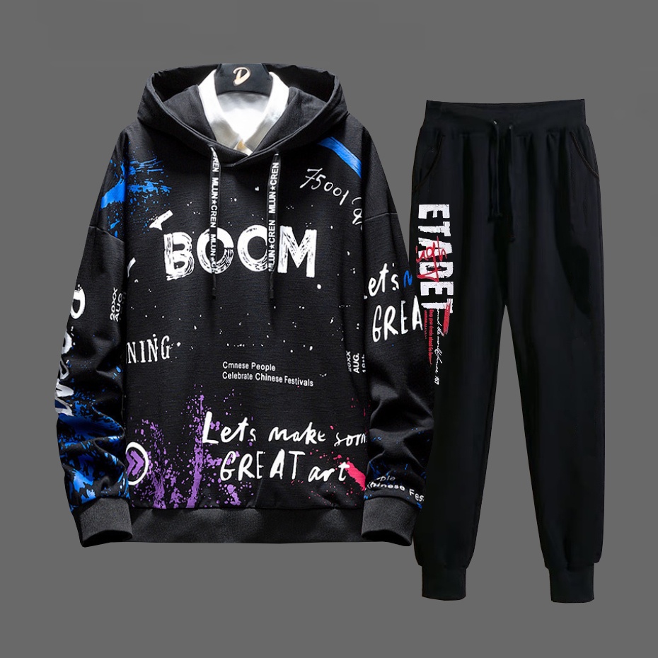Set Bộ 2 Món Quần Dài + Áo Hoodie Nón Nam Chất Vải Nỉ CB2_WAH046NO_MQU081NIDEF6 (Boom + Etadet)