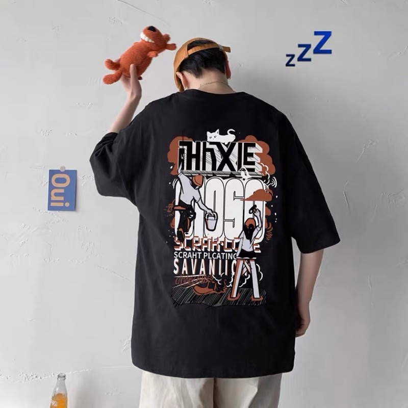 Áo thun Unisex form rộng tay lỡ, Áo phông nam nữ cotton thấm hút, dày dặn mềm mịn họa tiết XIE