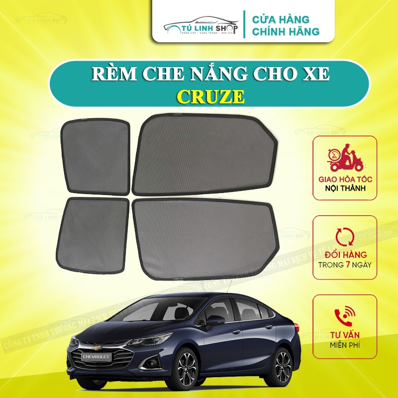 Rèm che nắng nam châm cho xe Chevrolet Cruze, bộ 4 tấm cho 4 cửa, hàng loại 1 cao cấp nhất, vừa khít kính