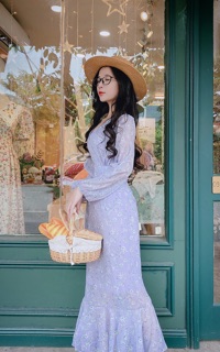 Đầm vintage đuôi cá hoa nhí