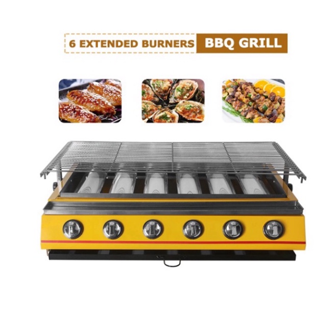 Bếp gas nướng thịt bbq, nướng hải sản, hàu cao cấp 6 họng dài ETON ET-K333