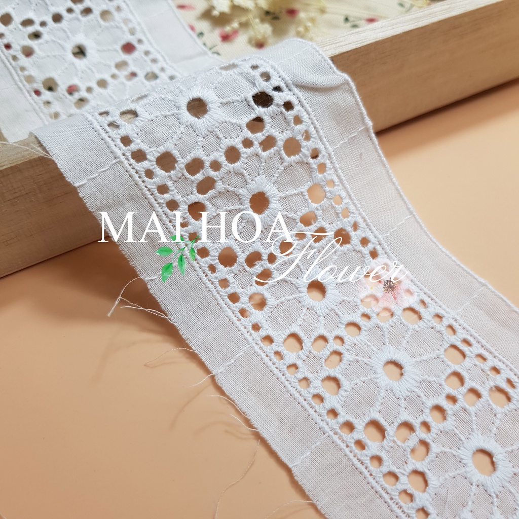 [Size 5cm] Dây ren cuộn thô boi hoa B6 dùng làm ren viền trang trí quần áo Maihoafabric