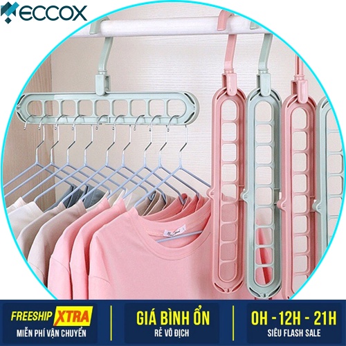 Móc treo, Móc phơi quần áo đa năng thông minh 9 lỗ, 9 ô móc gấp gọn Eccox giá tận xưởng