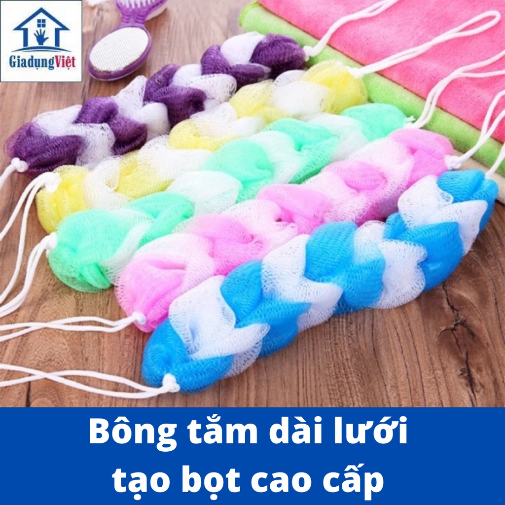 Bông Tắm Tạo Bọt Lưới Dài Siêu Mềm Min