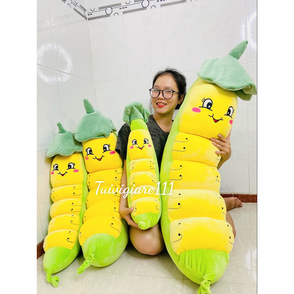 Gối Ôm Sâu Gấu Bông Sâu Khoai Đội Lá Đáng Yêu