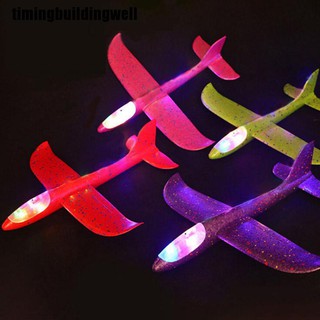 Máy bay đồ chơi 48cm có đèn LED ném thủ công bằng xốp lấp lánh