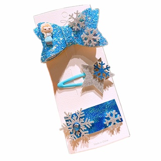 Set 03 kẹp tóc công chúa tuyết ELSA màu xanh