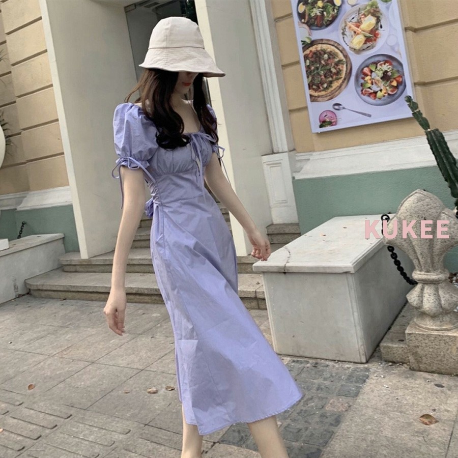 Đầm Màu Tím Chiết Eo Xinh Xắn Dễ Thương Thời Trang Cho Nữ | BigBuy360 - bigbuy360.vn