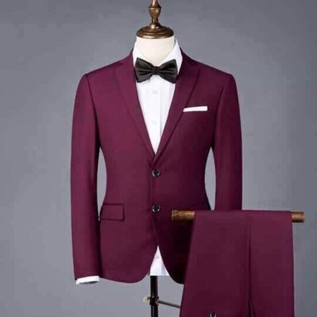 Bộ vest nam màu đỏ đô