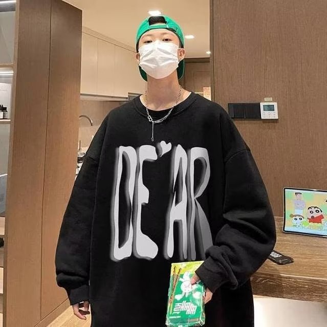 Áo Sweater Tay Dài Cổ Tròn Dáng Rộng In Chữ Graffiti Phong Cách Nhật Bản Thời Trang Cho Nam Size M-3XL