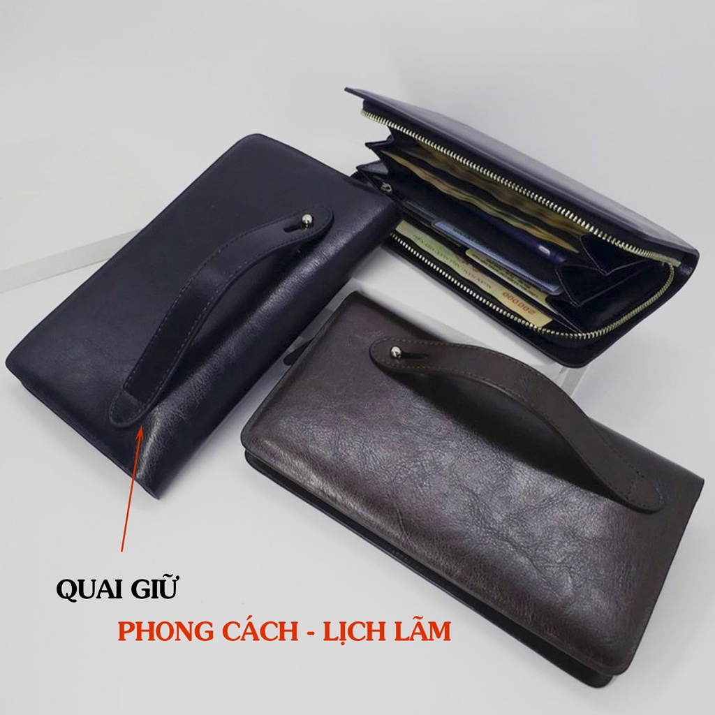 Ví dài nam Bụi Leather C104 da bò mill cao cấp