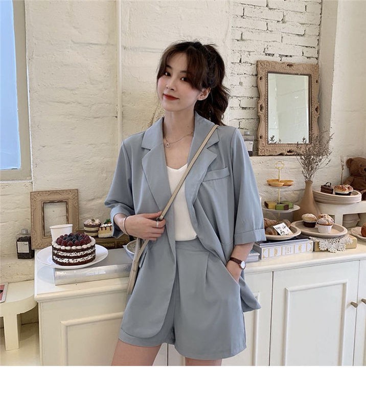 Women's Korean style suit suit casual loose suit jacket shorts two-piece suit