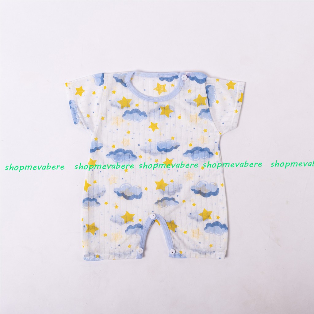 Áo liền quần ngắn tay  cotton giấy cho bé trai và bé gái sơ sinh,từ 3-10kg, hàng loại 1 - BD12
