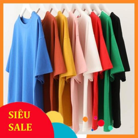 Áo thun tay lỡ trơn 🔴COTTON🔴  Áo tay lỡ nam nữ cotton free size dưới 70kg Đẹp *