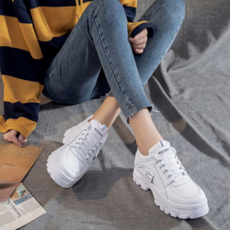 Giày Nữ 👟 Freeship 👟 Giày thể thao trắng đế độn nữ chuẩn hàng xịn loại 1 đế siêu nhẹ | BigBuy360 - bigbuy360.vn