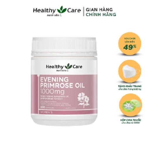 Hoa Anh Thảo Healthy Care Úc Evening Primrose Oil 1000mg Tinh Dầu Cân Bằng Nội Tiết Tố Nữ (200 viên)