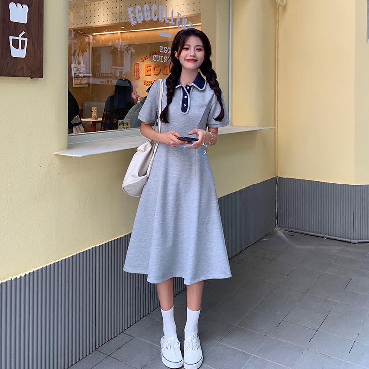 Đầm Midi Tay Phồng Cổ Bẻ Thời Trang Mùa Hè Xinh Xắn Cho Nữ
