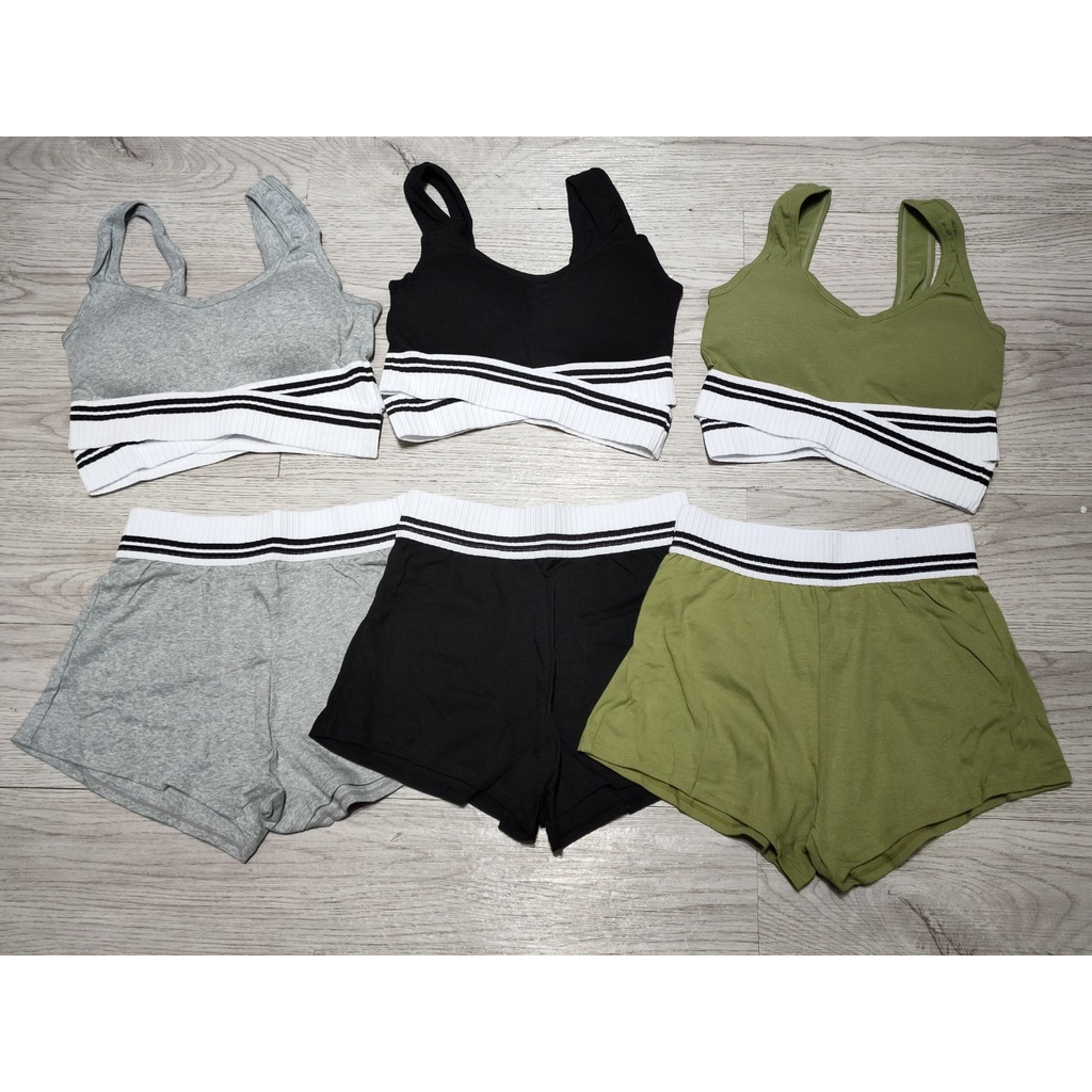 Bộ đồ tập gym nữ sẵn mút lót, set quần đùi áo bra Bin Sports BN047