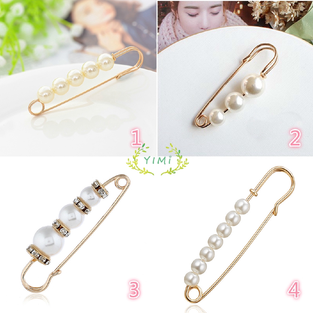 Ghim cài đính ngọc trai nhân tạo đơn giản và phong cách