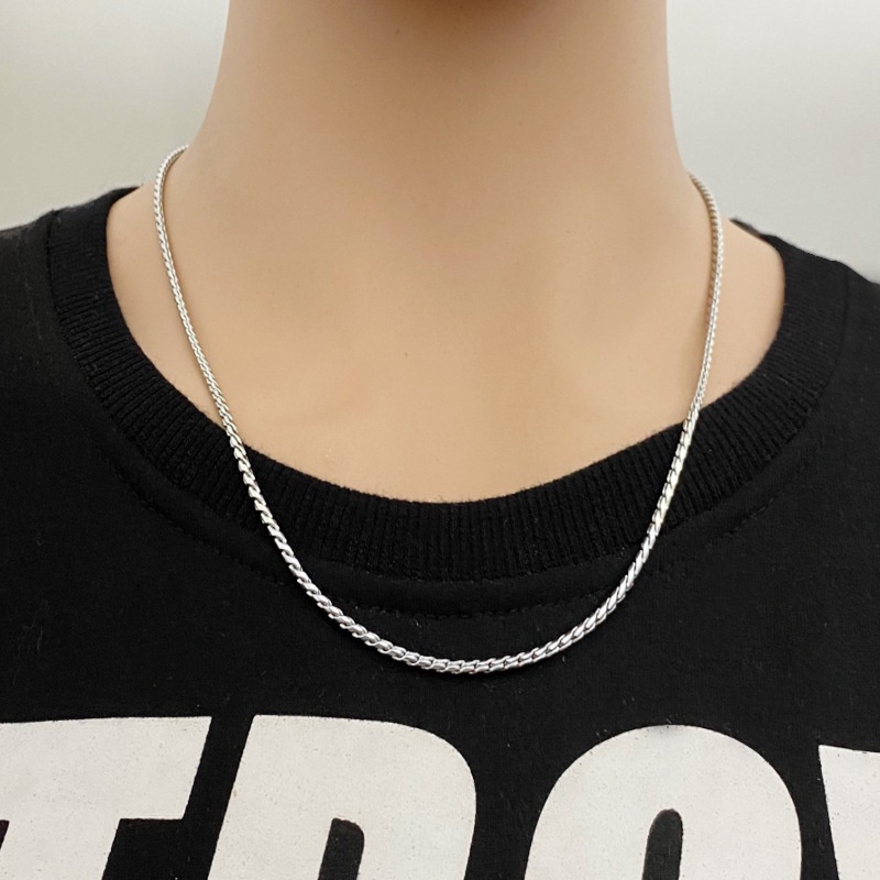 Dây chuyền nam unisex titan trơn kiểu xích xoắn bắt sáng không gỉ nhiều size C23
