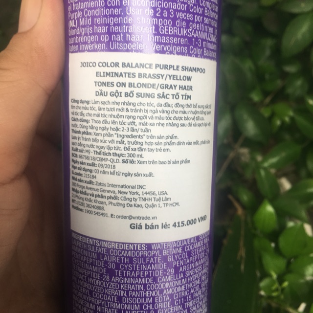 DẦU GỘI XẢ KHỬ ÁNH VÀNG CHO TÓC NHUỘM TONE LẠNH VÀ CÂN BẰNG BỔ SUNG SẮC TỐ TÍM JOICO BALANCE PURPLE 300ML*2