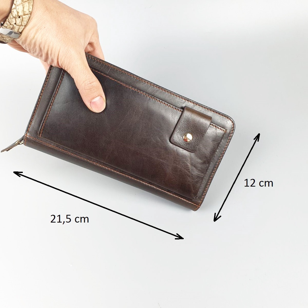 [Da thật] Clutch cầm tay nam da bò thật CL136LEA (Đen/Coffee) - 100% da bò thật, bảo hành 3 năm