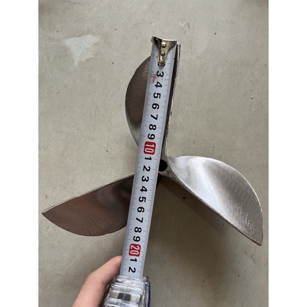 Chân vịt inox cùi cao 4cm máy xăng 6hp, 6.5hp  chân vịt 3 cánh inox 316 lỗ ren 14mm, 16mm