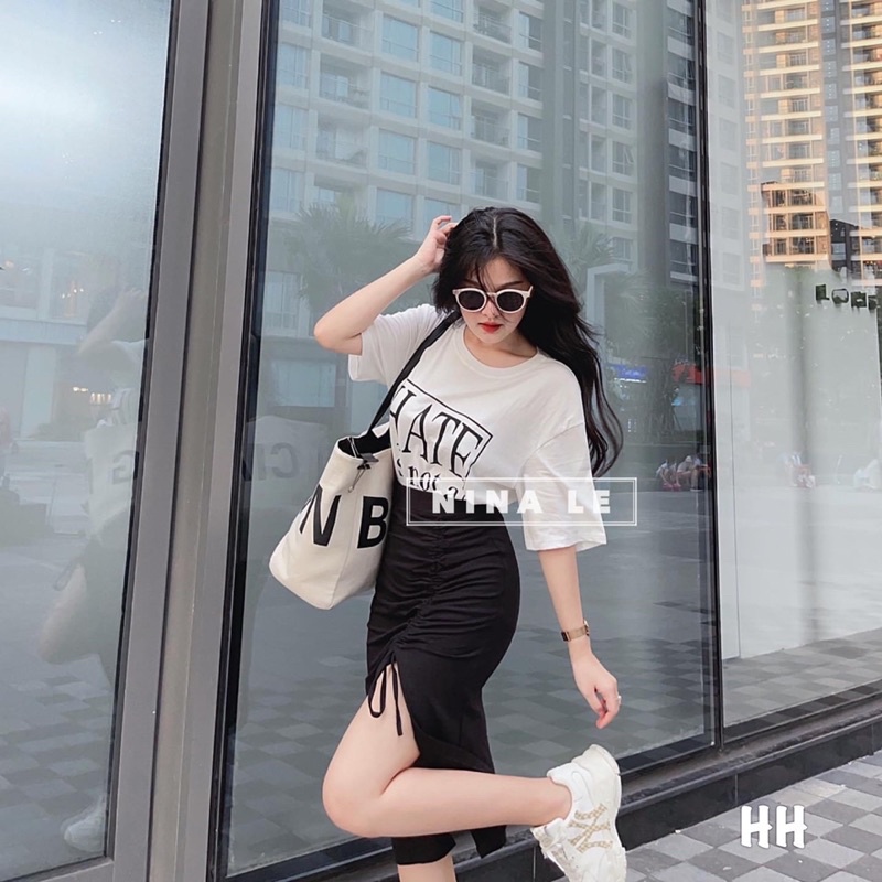 Set thun hot hit, chân váy rút hách chân, áo thun hate chất siêu đẹp loại 1