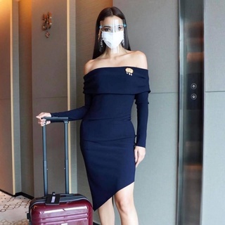 Đầm body trễ vai tay dài -tk584