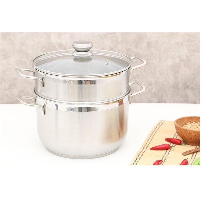 Bộ nồi xửng hấp inox 430 bếp từ 3 đáy Fivestar Standard 26cm nắp kính.tặng 1 vá canh inox