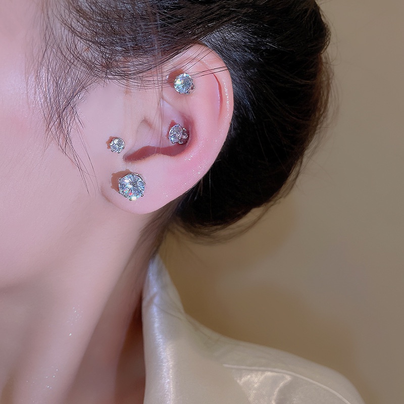 Ins Bông Tai Nam Châm Hình Ốc Sên Đính Đá Zircon Cao Cấp Đơn Giản Cá Tính Phong Cách Ins Cho Nữ