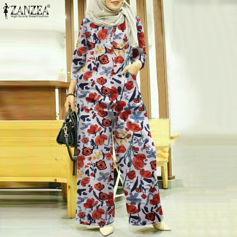 Zanzea Bộ Đồ Tay Lửng 3 / 4 In Họa Tiết Hoa Phong Cách Bohemian Dành Cho Nữ