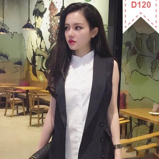 Sét áo sơ mi trắng và áo vest đen D120 (S,M,L)