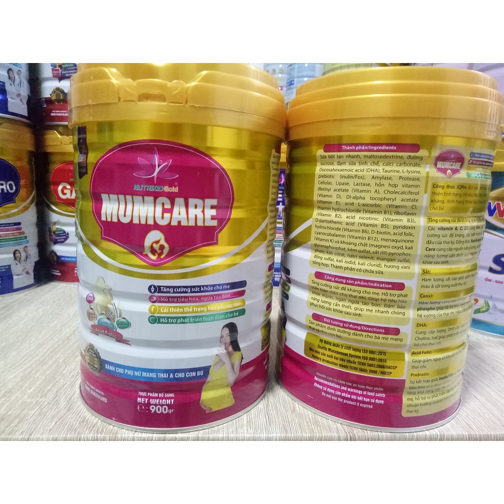 Sữa cho mẹ bầu mang thai và cho con Nutrikidgold Mumcare 900g - Dinh dưỡng cho mẹ khỏe, bé thông minh toàn diện