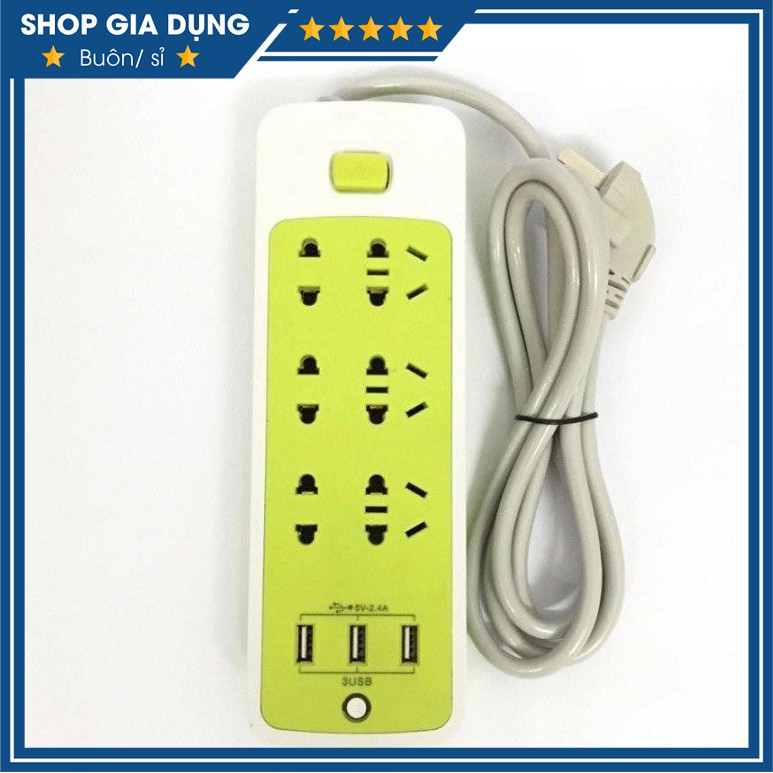 Ổ Cắm Điện Chống Giật 6 Lỗ, 3 Cổng USB Siêu Tiện Dụng, Bảo Hành 6 Tháng