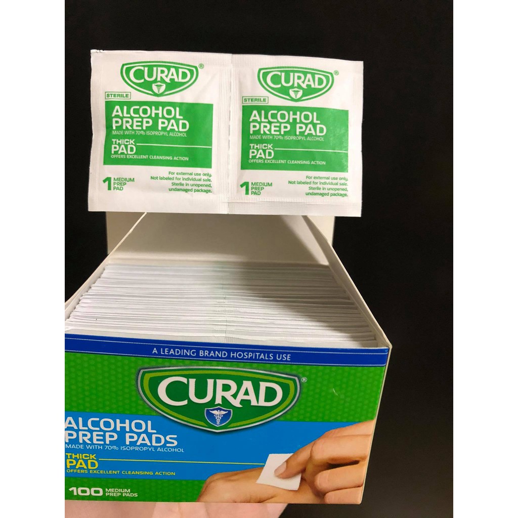 [Hàng Mỹ] Giấy ướt tẩm cồn 70% Curad