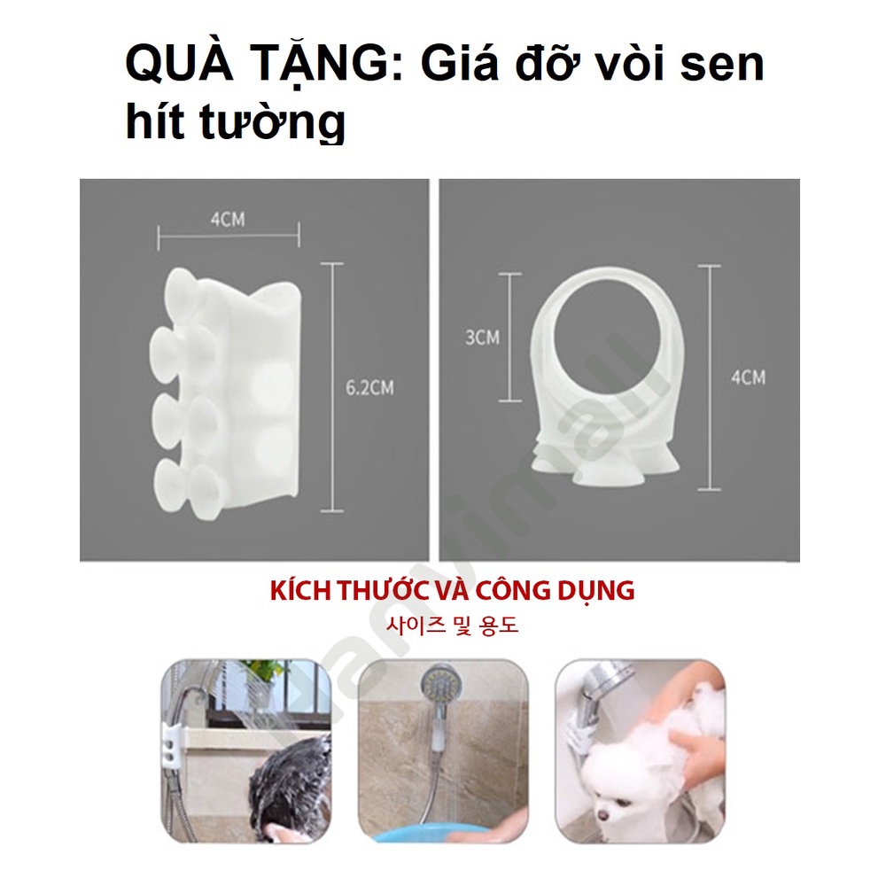 Vòi sen tăng áp tay tròn, size vừa có hạt lọc nano khử khuẩn, tiết kiệm nước