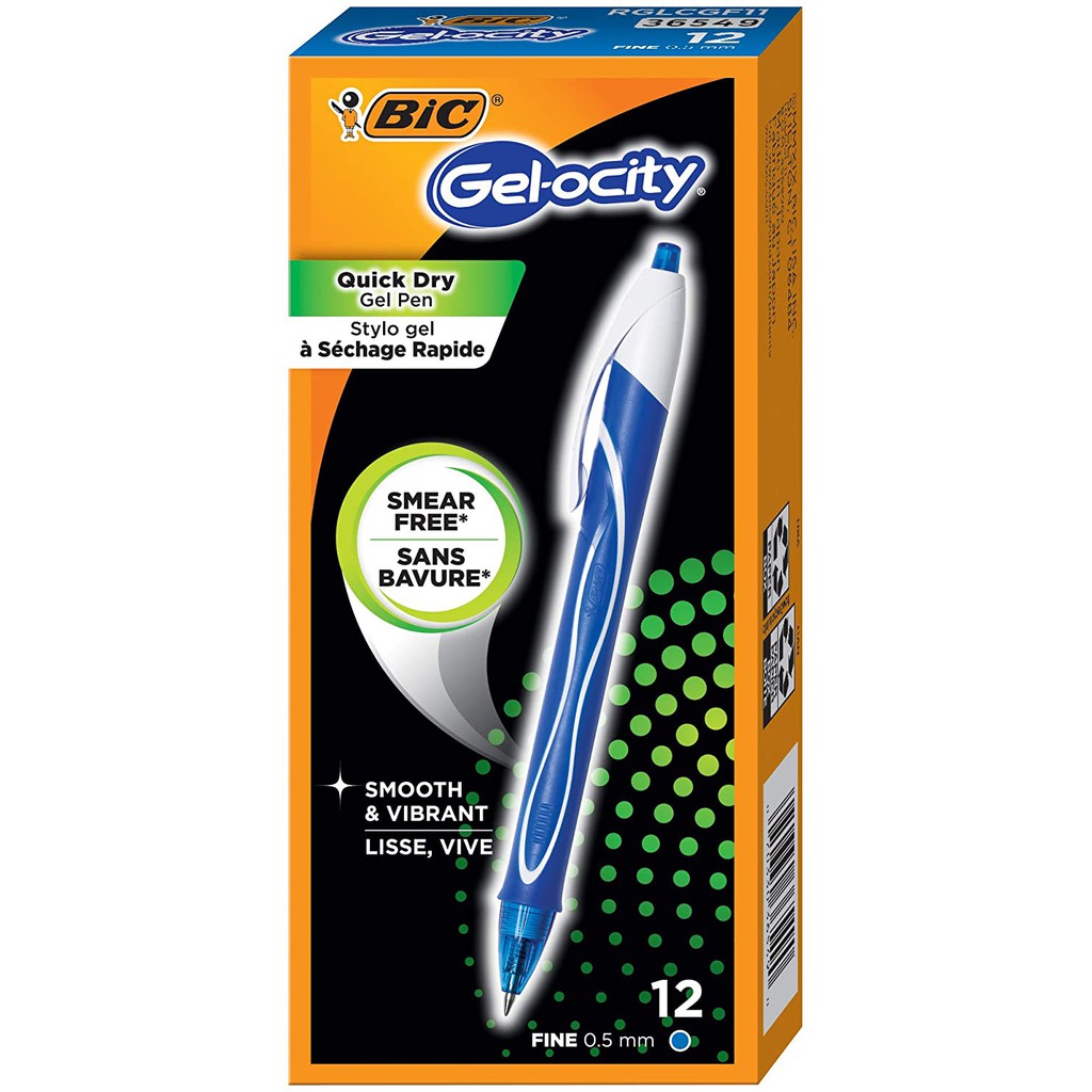 Bút Gel Khô Nhanh Nhất Bút BIC Gelocity Quick Dry Gel Pen, 1 cây màu đen hoặc xanh