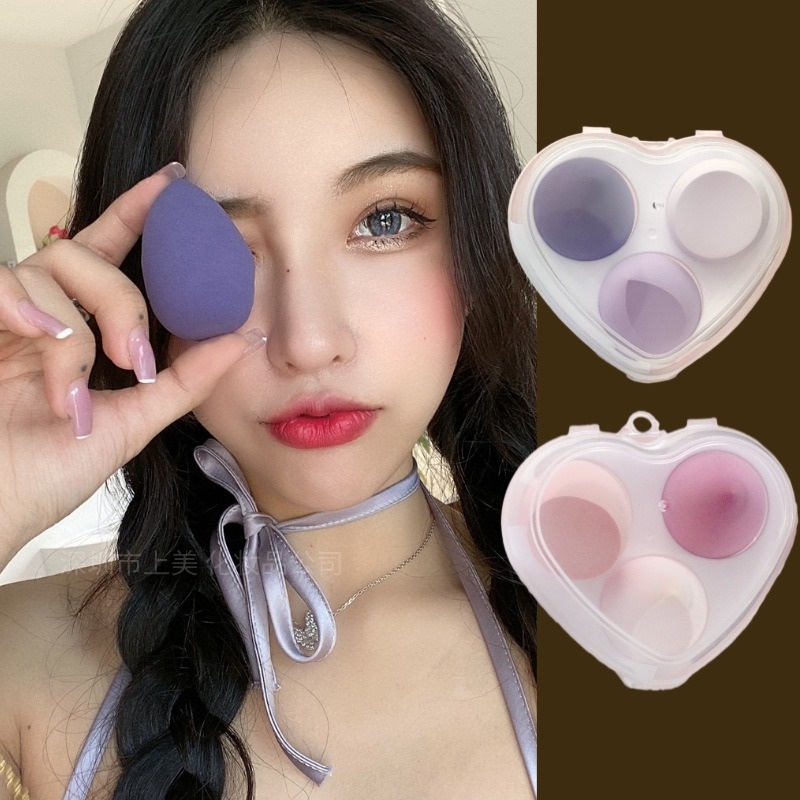 Set 3 Mút Trang Điểm Trái Tim Nhiều Màu Sắc Dùng Khi Ướt Và Khô