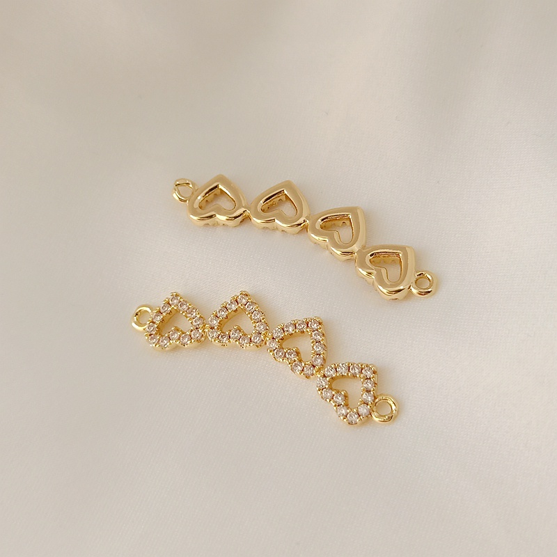 Dây Chuyền Bằng Đồng 14K Mặt Hình Trái Tim/Bướm/Trái Tim Đính Đá Zircon DIY