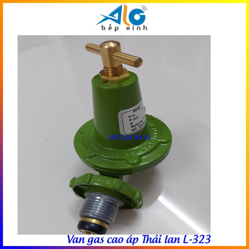 Bộ van dây gas cao áp Thái lan L-323 + 1.5m dây dẫn gas + 2 cổ dê - Bộ van dây gas công nghiệp - Thái lan - Alo bếp xinh